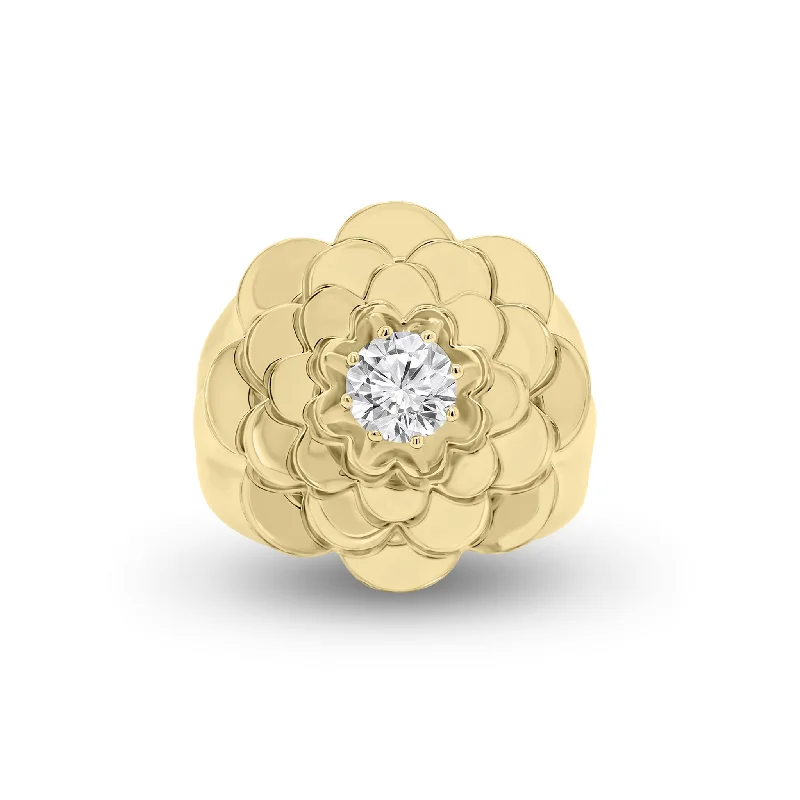 Statement - Making Fashion Rings in Gold - Plated Brass with Oversized Cubic Zirconia StonesDiamond Bold Flower Ring Statement - Making Fashion Rings in Gold - Plated Brass with Oversized Cubic Zirconia StonesDiamond Bold Flower Ring