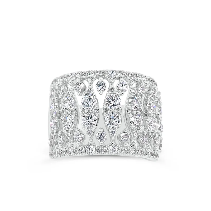 Bangle - Style Fashion Rings in Rose - Gold - Plated Aluminum with Etched PatternsDiamond Open Wave Band