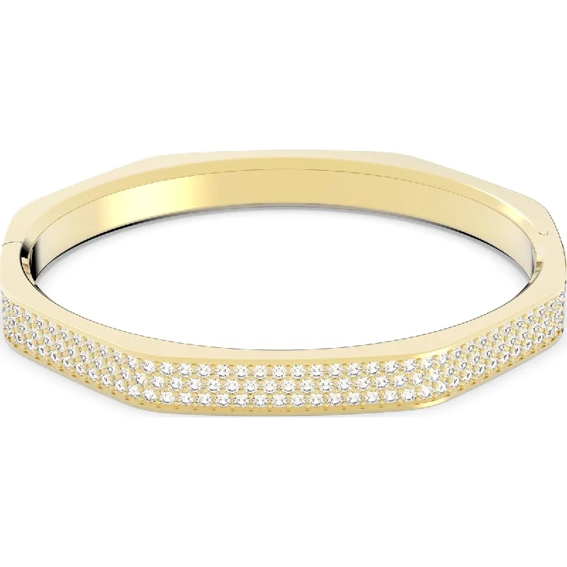Statement Bangles with Oversized Rhinestone Clusters Swarovski Dextera Yellow Gold Tone Plated White Crystal Octagon Bangle Statement Bangles with Oversized Rhinestone Clusters Swarovski Dextera Yellow Gold Tone Plated White Crystal Octagon Bangle
