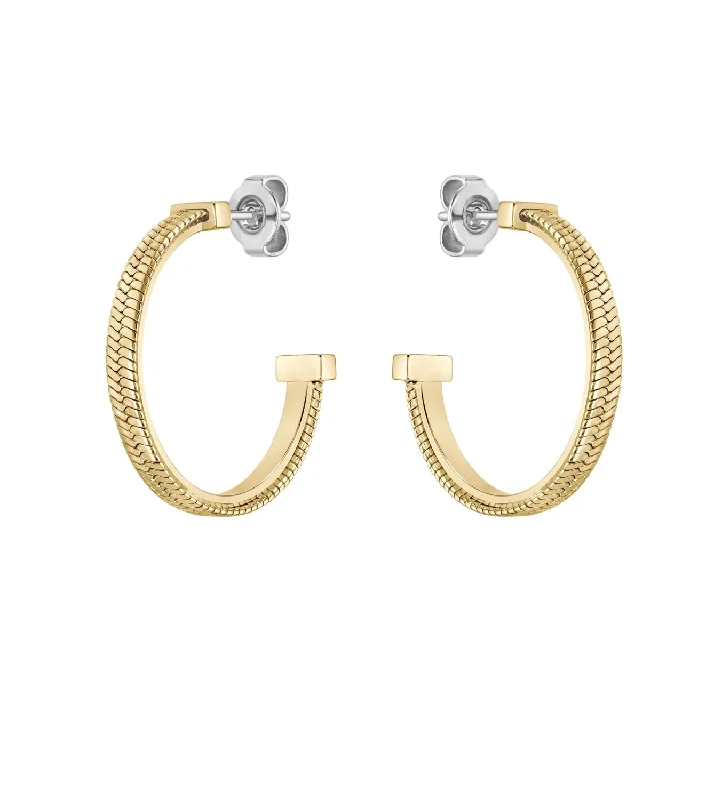 Boss Zia Yellow Gold Tone IP Stainless Steel Hoop Earrings D