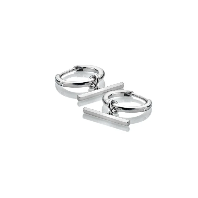 Hot Diamonds Linked T-Bar Sterling Silver Hoop Earrings D
