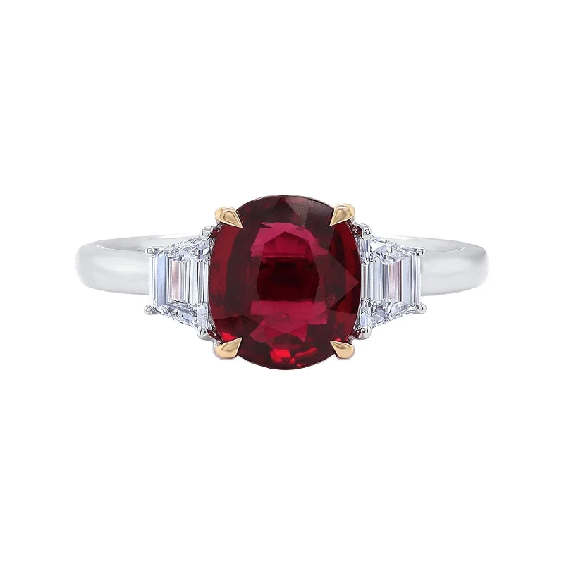 Enamel - Coated Fashion Rings in Bright Colors with Animal - Print PatternsRuby & Diamond 3-Stone Ring Enamel - Coated Fashion Rings in Bright Colors with Animal - Print PatternsRuby & Diamond 3-Stone Ring
