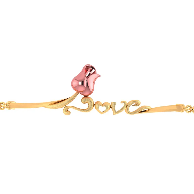 Women's Diamond Rings with Opal Inlays and Diamond Accents for a Mysterious and Iridescent Look14k Gold Love Word Pink Flower Bracelet