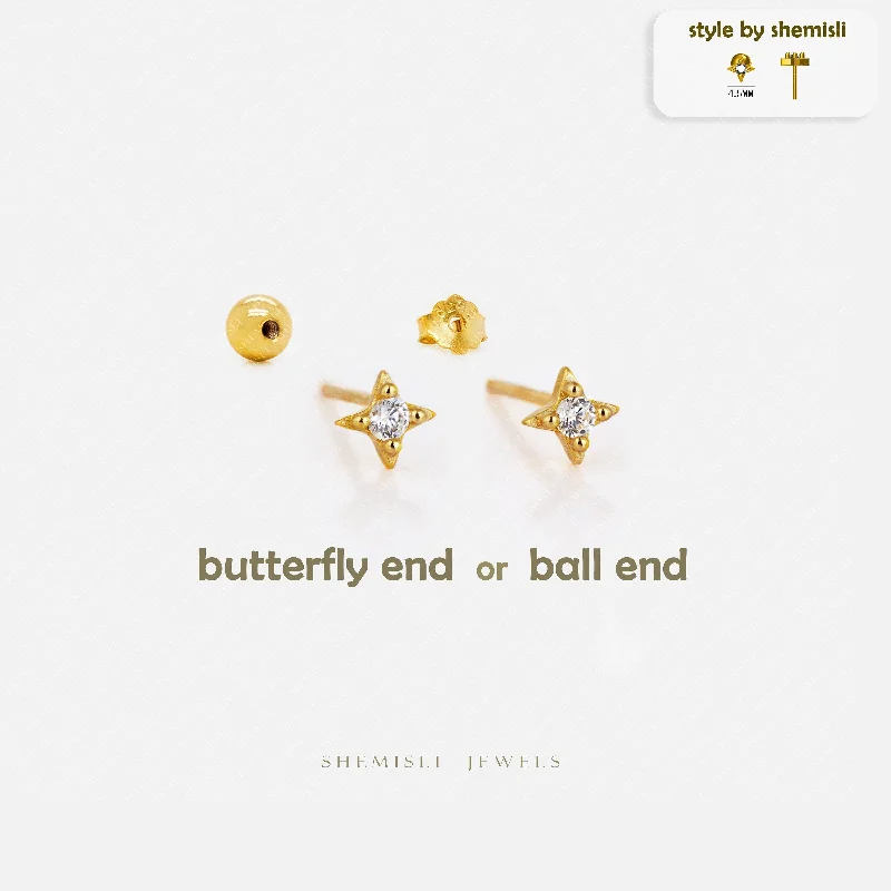 14K Gold Plated Heart - Shaped Stud Earrings for a Romantic and Feminine LookTiny White Stone 4 Point Star Studs Earrings, Celestial Earrings, Unisex, Gold, Silver SHEMISLI - SS863 Butterfly End, SS864 Screw Ball End 14K Gold Plated Heart - Shaped Stud Earrings for a Romantic and Feminine LookTiny White Stone 4 Point Star Studs Earrings, Celestial Earrings, Unisex, Gold, Silver SHEMISLI - SS863 Butterfly End, SS864 Screw Ball End