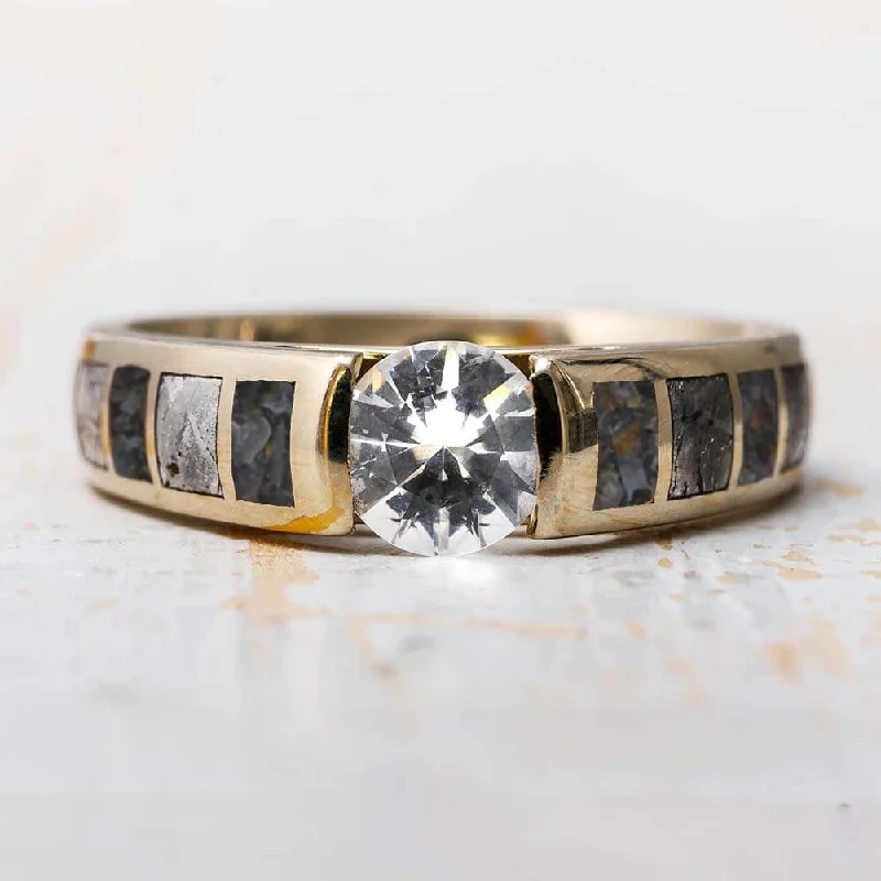 Men's Amethyst Engagement Rings in Sterling Silver with a Contemporary Geometric SettingMoissanite Ring with Dinosaur Bone and Meteorite Men's Amethyst Engagement Rings in Sterling Silver with a Contemporary Geometric SettingMoissanite Ring with Dinosaur Bone and Meteorite