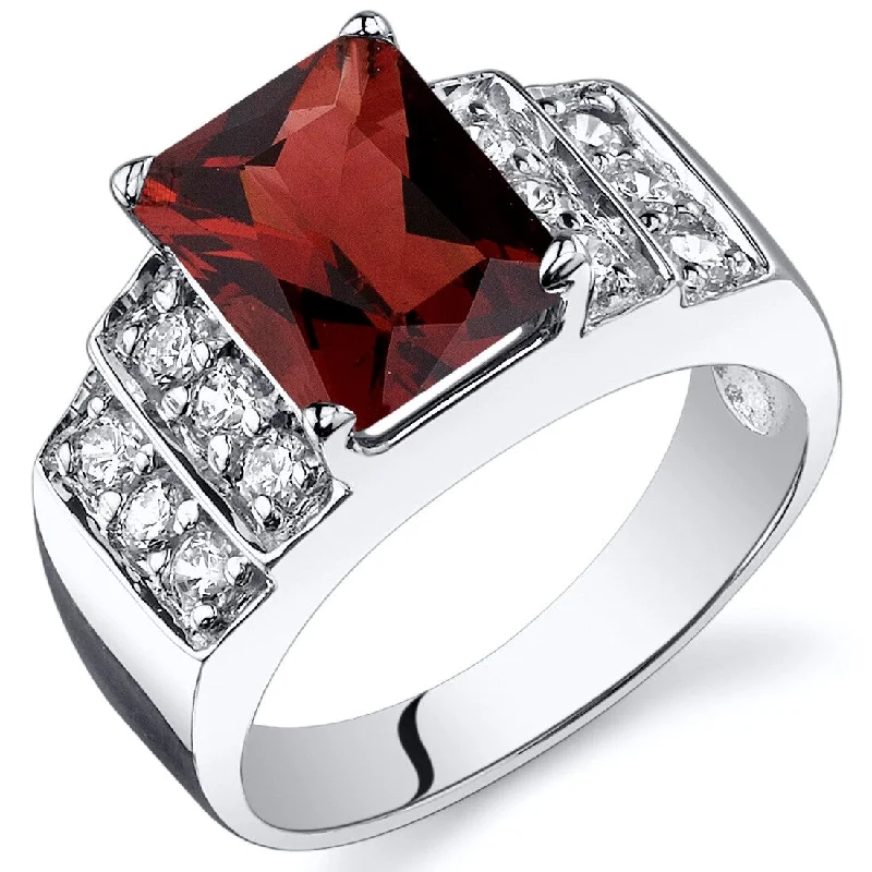 Emerald Gemstone Rings Set in Platinum with Filigree Work for a Vintage - Inspired LookSterling Silver 2.75 ct Garnet Birthstone Ring Emerald Gemstone Rings Set in Platinum with Filigree Work for a Vintage - Inspired LookSterling Silver 2.75 ct Garnet Birthstone Ring