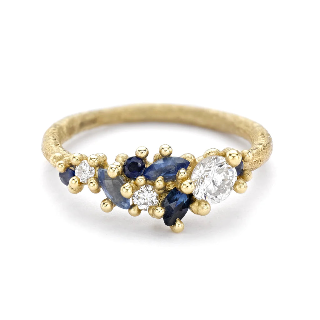 Men's Opal Engagement Rings in 10K Gold with a Milgrain - Trimmed BandDiamond & Sapphire Cluster Ring Men's Opal Engagement Rings in 10K Gold with a Milgrain - Trimmed BandDiamond & Sapphire Cluster Ring