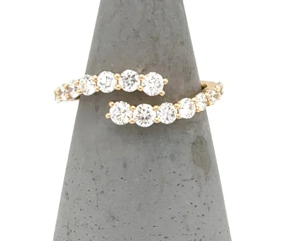 Adjustable Fashion Rings in Leather and Brass with a Tribal - Inspired Design14K Yellow Gold Diamond Bypass Ring Adjustable Fashion Rings in Leather and Brass with a Tribal - Inspired Design14K Yellow Gold Diamond Bypass Ring