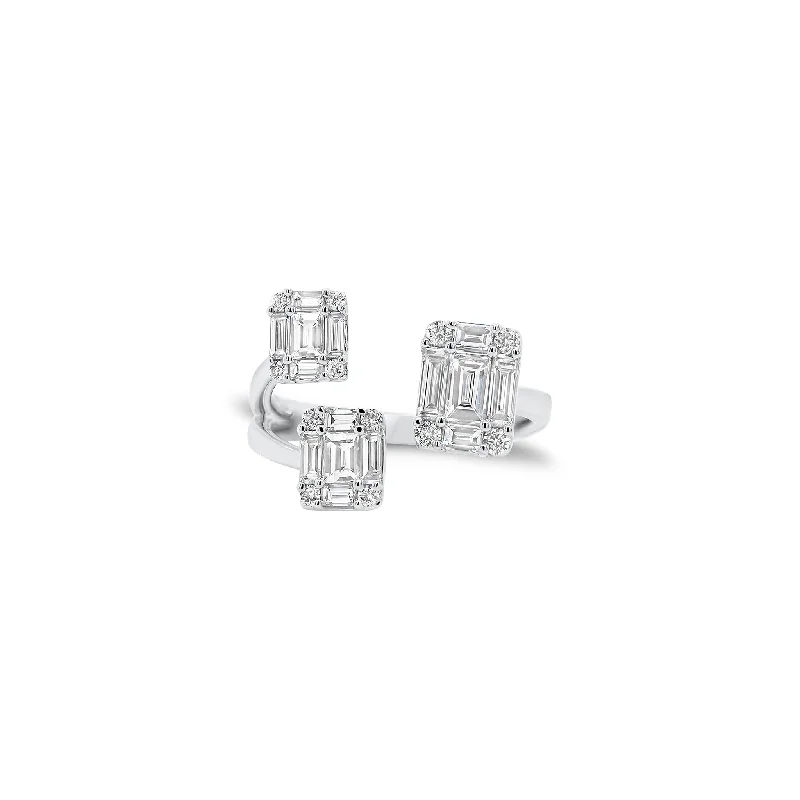Enamel - Coated Fashion Rings in Bright Colors with Animal - Print PatternsEmerald Cut Diamond Illusion Trio Open Ring Enamel - Coated Fashion Rings in Bright Colors with Animal - Print PatternsEmerald Cut Diamond Illusion Trio Open Ring