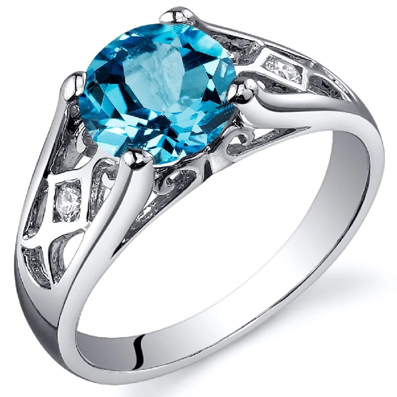 Emerald Gemstone Rings Set in Platinum with Filigree Work for a Vintage - Inspired LookSterling Silver 1.75 ct Swiss Blue Topaz Solitaire Ring Emerald Gemstone Rings Set in Platinum with Filigree Work for a Vintage - Inspired LookSterling Silver 1.75 ct Swiss Blue Topaz Solitaire Ring
