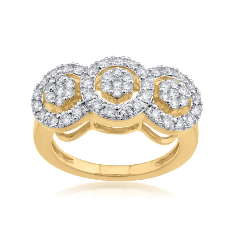 Women's Diamond Rings with Side - Stone Pave Setting for a Sparkling and Continuous Shine14K YG Bridal Diamond Ring-1pc Women's Diamond Rings with Side - Stone Pave Setting for a Sparkling and Continuous Shine14K YG Bridal Diamond Ring-1pc