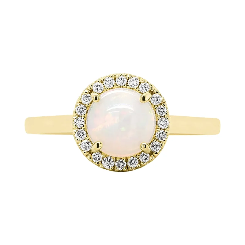 Geometric - Shaped Fashion Rings in Titanium with Iridescent InlaysEthiopian Opal & Diamond Halo Ring Geometric - Shaped Fashion Rings in Titanium with Iridescent InlaysEthiopian Opal & Diamond Halo Ring