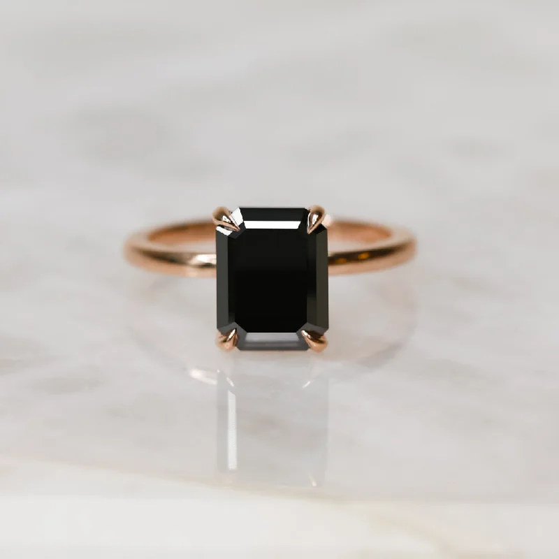 Adjustable Women's Diamond Rings with a Flexible Band for a Comfortable and Custom FitBlack Velvet Natural Black Diamond Emerald Cut Engagement Ring Adjustable Women's Diamond Rings with a Flexible Band for a Comfortable and Custom FitBlack Velvet Natural Black Diamond Emerald Cut Engagement Ring
