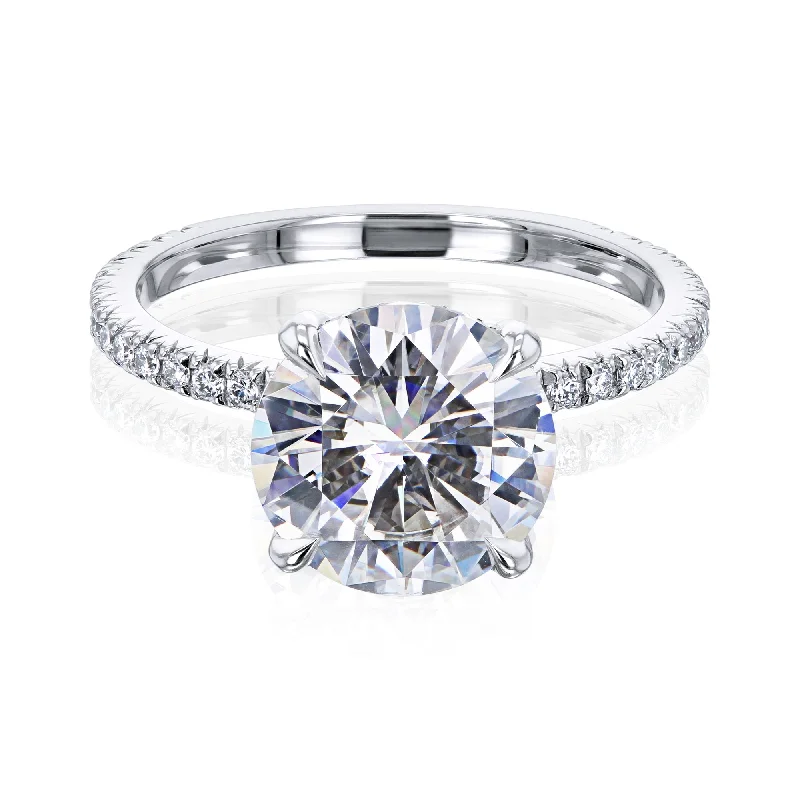 Men's Tourmaline Engagement Rings in 18K Two - Tone Gold with a Floral - Inspired Setting3ct.tw Round Moissanite Wrap Basket French Pavé Ring Men's Tourmaline Engagement Rings in 18K Two - Tone Gold with a Floral - Inspired Setting3ct.tw Round Moissanite Wrap Basket French Pavé Ring