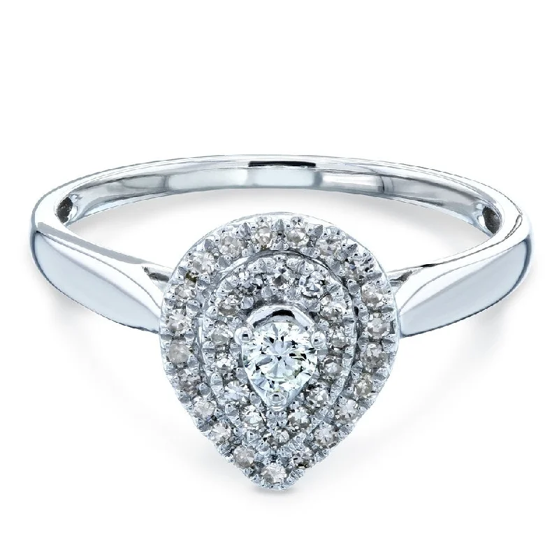 Heart - Shaped Women's Diamond Rings in Rose Gold for a Romantic and Symbolic GiftAnnello by Kobelli 14k White Gold 1/5 Carat TDW Pear Double Halo Diamond Ring Heart - Shaped Women's Diamond Rings in Rose Gold for a Romantic and Symbolic GiftAnnello by Kobelli 14k White Gold 1/5 Carat TDW Pear Double Halo Diamond Ring