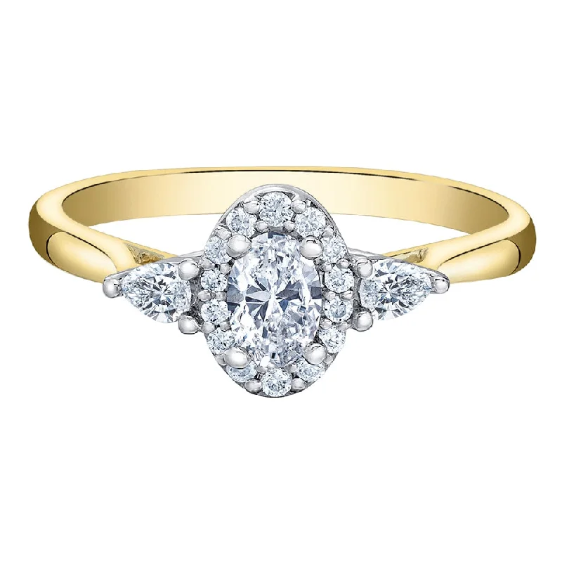 Three - Stone Women's Diamond Rings Symbolizing Past, Present, and Future with Emerald - Cut DiamondsOval Canadian Diamond Cluster Ring Three - Stone Women's Diamond Rings Symbolizing Past, Present, and Future with Emerald - Cut DiamondsOval Canadian Diamond Cluster Ring