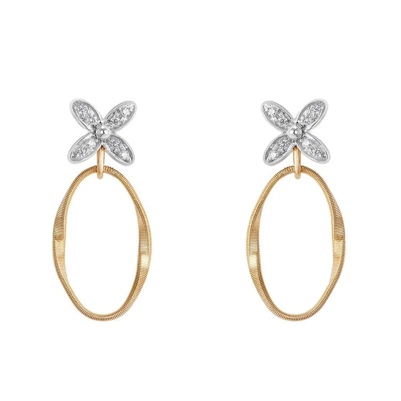 Marco Bicego Marrakech Onde 18ct Yellow Gold Diamond Flower Drop Earrings