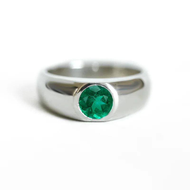 Men's Peridot Engagement Rings in 14K Gold - Filled Metal with a Micro - Pave SettingRound Emerald Signet Ring Men's Peridot Engagement Rings in 14K Gold - Filled Metal with a Micro - Pave SettingRound Emerald Signet Ring