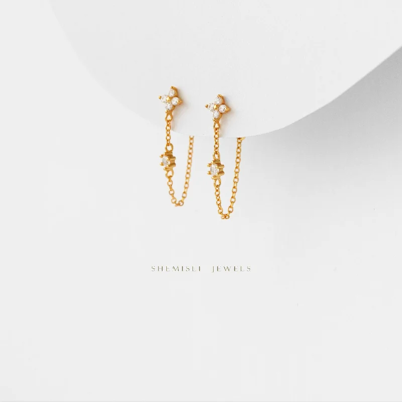 Hypoallergenic Sterling Silver Star - Studded Stud Earrings for Sensitive EarsClover CZ Dangle Studs, Flower Earrings, Unisex, Gold, Silver SHEMISLI SS149 Hypoallergenic Sterling Silver Star - Studded Stud Earrings for Sensitive EarsClover CZ Dangle Studs, Flower Earrings, Unisex, Gold, Silver SHEMISLI SS149