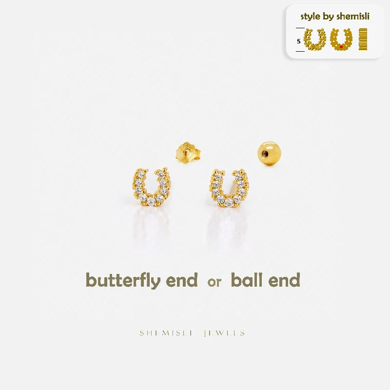 Magnetic - Back Stud Earrings in Black for Easy and Comfortable WearTiny CZ Horseshoe Studs Earrings, Unisex, Gold, Silver SHEMISLI SS825 Butterfly End, SS826 Screw Ball End (Type A) Magnetic - Back Stud Earrings in Black for Easy and Comfortable WearTiny CZ Horseshoe Studs Earrings, Unisex, Gold, Silver SHEMISLI SS825 Butterfly End, SS826 Screw Ball End (Type A)