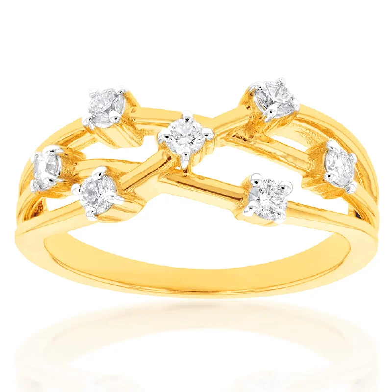 Cushion - Cut Women's Diamond Rings in Platinum with a Soft and Romantic AppearanceLuminesce Lab Grown Diamond 1/4 Carat Scatter Ring in 9ct Yellow Gold Cushion - Cut Women's Diamond Rings in Platinum with a Soft and Romantic AppearanceLuminesce Lab Grown Diamond 1/4 Carat Scatter Ring in 9ct Yellow Gold
