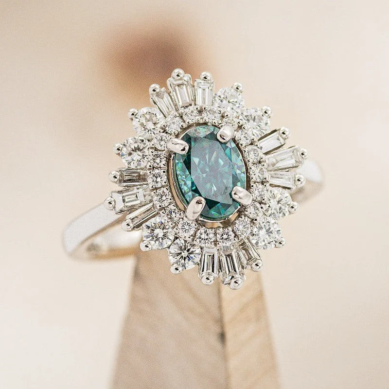 Men's Lapis Lazuli Engagement Rings in Sterling Silver with a Star - Shaped Stone Setting"TALA" - OVAL MEDEINA GREEN MOISSANITE ENGAGEMENT RING WITH DIAMOND ACCENTS Men's Lapis Lazuli Engagement Rings in Sterling Silver with a Star - Shaped Stone Setting"TALA" - OVAL MEDEINA GREEN MOISSANITE ENGAGEMENT RING WITH DIAMOND ACCENTS