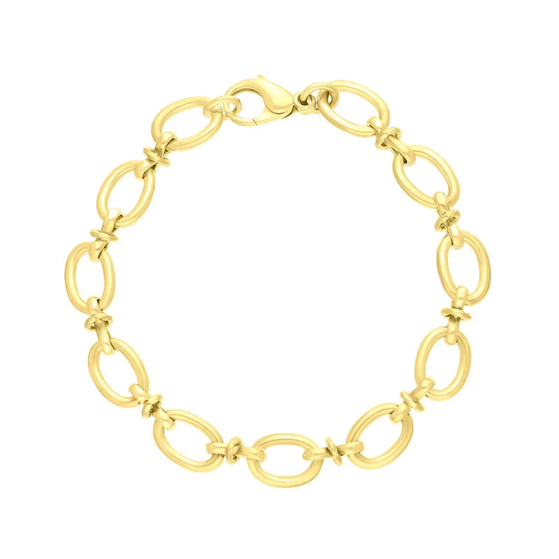9ct Yellow Gold Oval Link Handmade Bracelet