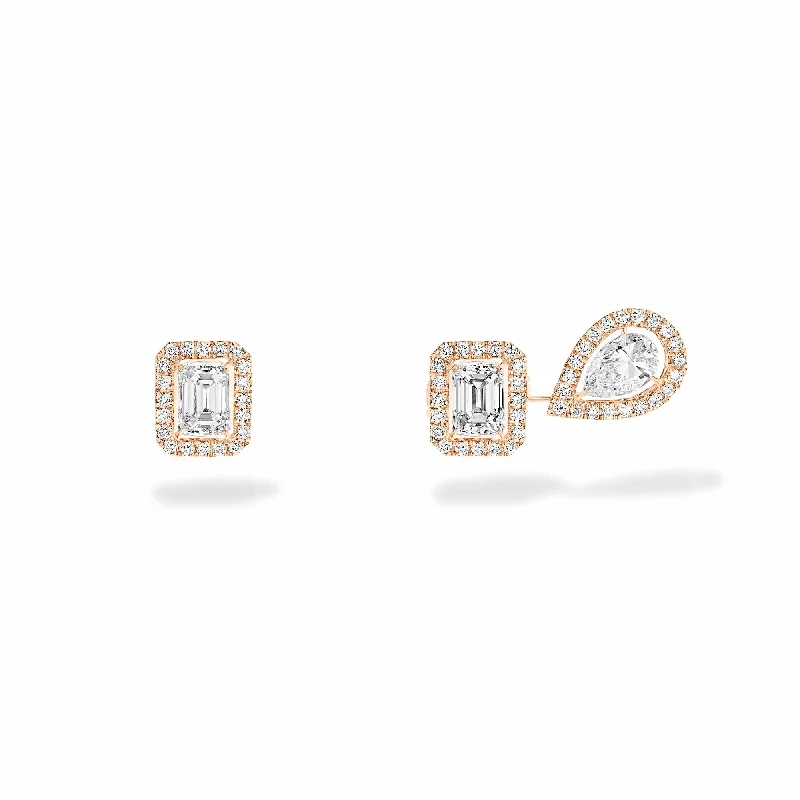Messika My Twin 1 + 2 18ct Rose Gold 0.81ct Diamond Stud Earrings
