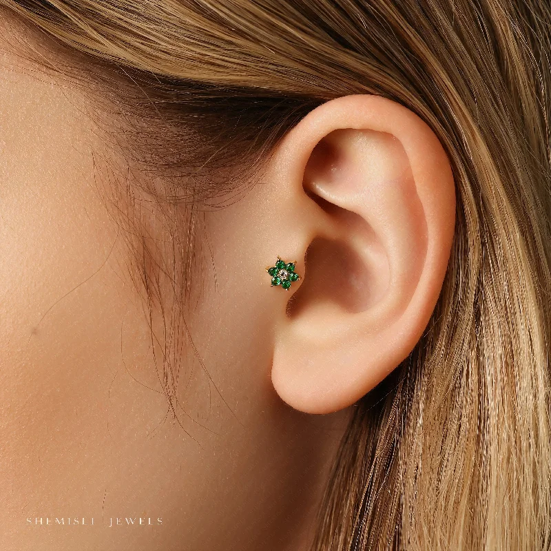Cubic Zirconia - Encrusted Flower Stud Earrings in Pink for a Girly and Glamorous AccessoryTiny 6 Petal Emerald Stone Threadless Flat Back Tragus Stud, 20,18,16ga, 5-10mm, Unisex, Surgical Steel, SHEMISLI SS558 Cubic Zirconia - Encrusted Flower Stud Earrings in Pink for a Girly and Glamorous AccessoryTiny 6 Petal Emerald Stone Threadless Flat Back Tragus Stud, 20,18,16ga, 5-10mm, Unisex, Surgical Steel, SHEMISLI SS558