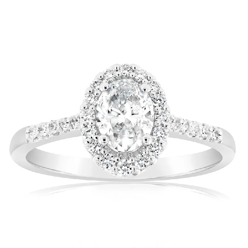Adjustable Women's Diamond Rings with a Flexible Band for a Comfortable and Custom FitLuminesce Lab Grown 18ct White Gold 1 Carat Diamond Oval Halo Ring Adjustable Women's Diamond Rings with a Flexible Band for a Comfortable and Custom FitLuminesce Lab Grown 18ct White Gold 1 Carat Diamond Oval Halo Ring
