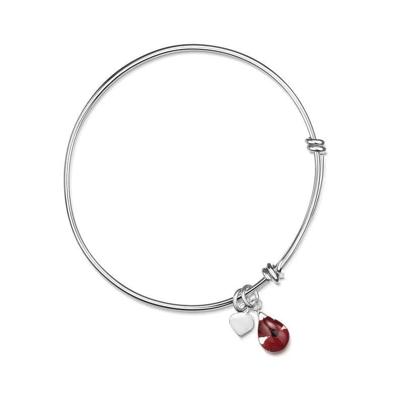 Resin Bangles with Embedded Dried Flowers Shrieking Violet Sterling Silver Poppy Adjustable Bangle Resin Bangles with Embedded Dried Flowers Shrieking Violet Sterling Silver Poppy Adjustable Bangle