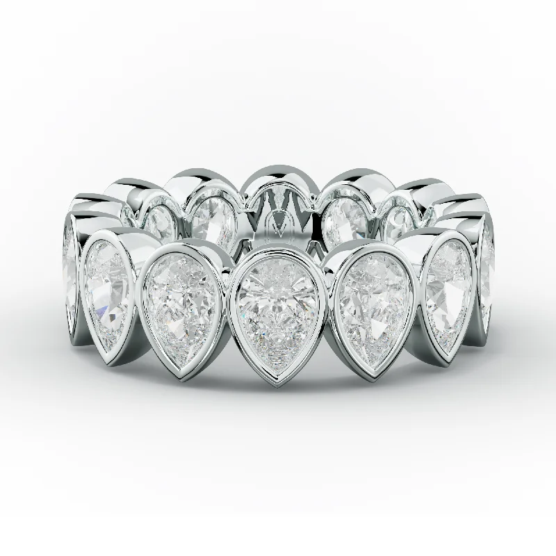 Three - Stone Women's Diamond Rings Symbolizing Past, Present, and Future with Emerald - Cut Diamonds5.0 Carat Bezel Set Pear Cut Diamond Eternity Band Three - Stone Women's Diamond Rings Symbolizing Past, Present, and Future with Emerald - Cut Diamonds5.0 Carat Bezel Set Pear Cut Diamond Eternity Band