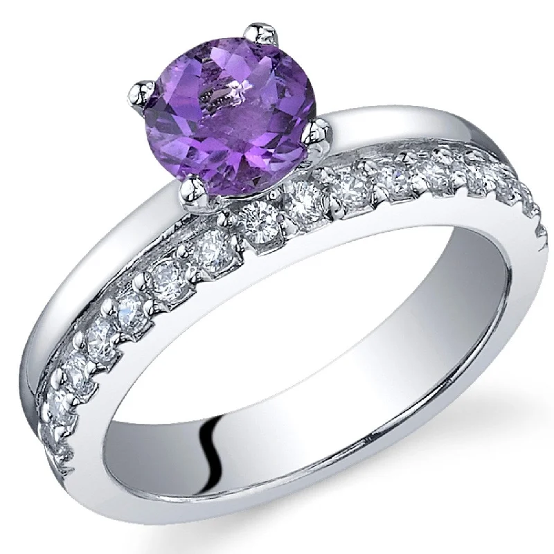 Aquamarine Gemstone Rings in 9K Gold with a Bezel Setting for a Modern and Secure FitSterling Silver 0.75 ct Amethyst Birthstone Ring