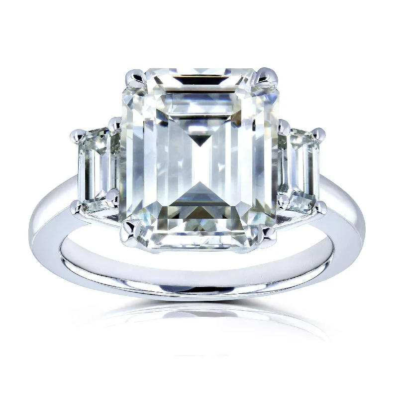 Men's Topaz Engagement Rings in 10K Gold with a Channel - Set Diamond BandEcho 5 1/2ct.tw 3-Stone Emerald Moissanite Men's Topaz Engagement Rings in 10K Gold with a Channel - Set Diamond BandEcho 5 1/2ct.tw 3-Stone Emerald Moissanite