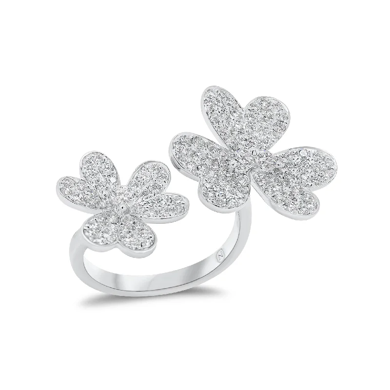 Beaded Fashion Rings in Natural Stones and Cotton Cord for a Handmade AestheticDiamond Double Flower Open Ring Beaded Fashion Rings in Natural Stones and Cotton Cord for a Handmade AestheticDiamond Double Flower Open Ring