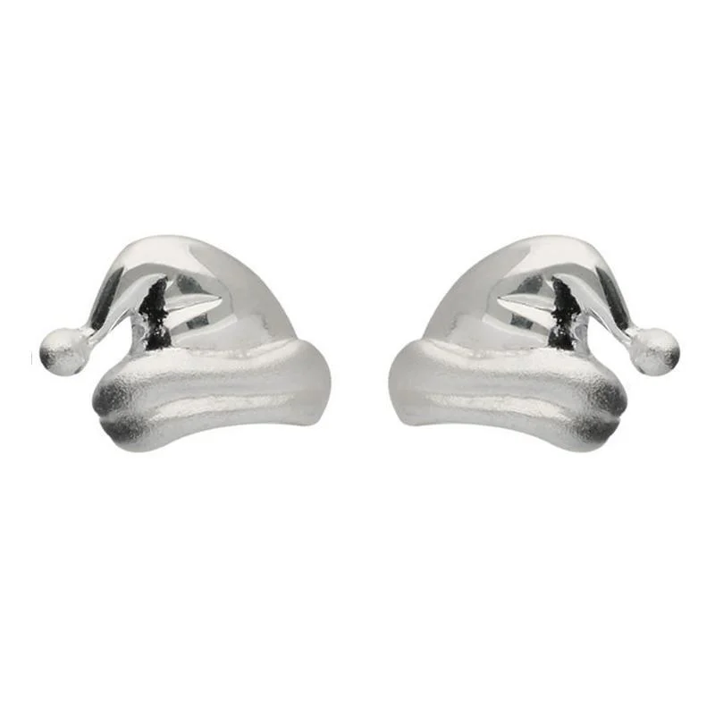 Sterling Silver Santa Hat Stud Earrings