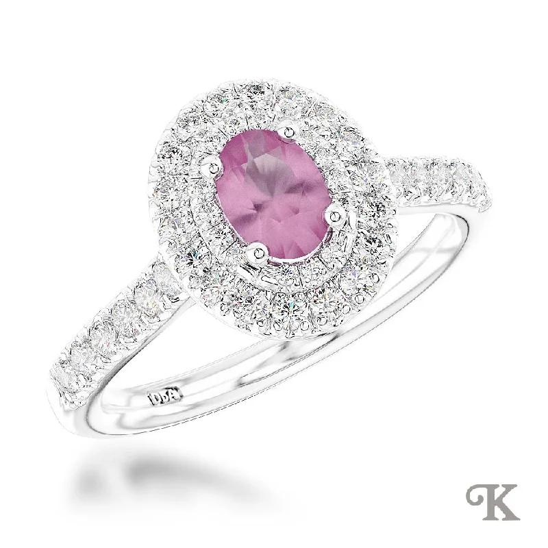 Men's Tanzanite Engagement Rings in Palladium with a Three - Stone ArrangementSkye Duo Oval Halo Men's Tanzanite Engagement Rings in Palladium with a Three - Stone ArrangementSkye Duo Oval Halo