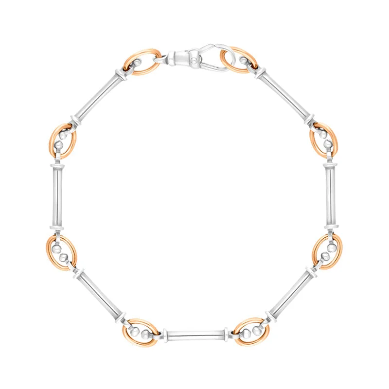 18ct Rose Gold Sterling Silver Handmade Baton Link Bracelet
