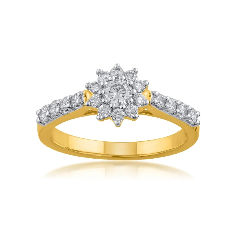 Women's Diamond Rings with Opal Inlays and Diamond Accents for a Mysterious and Iridescent Look18K YG Star Diamond Ring-1pc Women's Diamond Rings with Opal Inlays and Diamond Accents for a Mysterious and Iridescent Look18K YG Star Diamond Ring-1pc