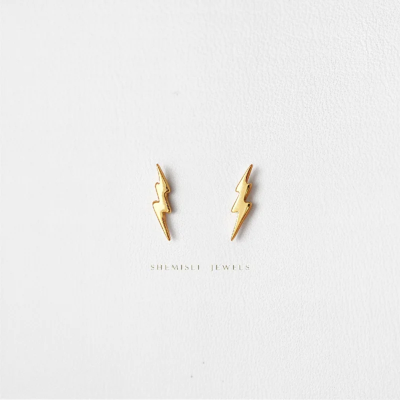 Magnetic - Back Stud Earrings in Black for Easy and Comfortable WearTiny Lightning Studs Earrings, Unisex, Gold, Silver SHEMISLI - SS114 LR Magnetic - Back Stud Earrings in Black for Easy and Comfortable WearTiny Lightning Studs Earrings, Unisex, Gold, Silver SHEMISLI - SS114 LR