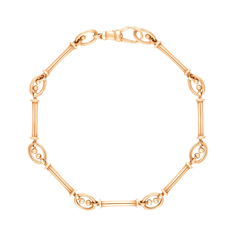 9ct Rose Gold Handmade Baton Link Bracelet