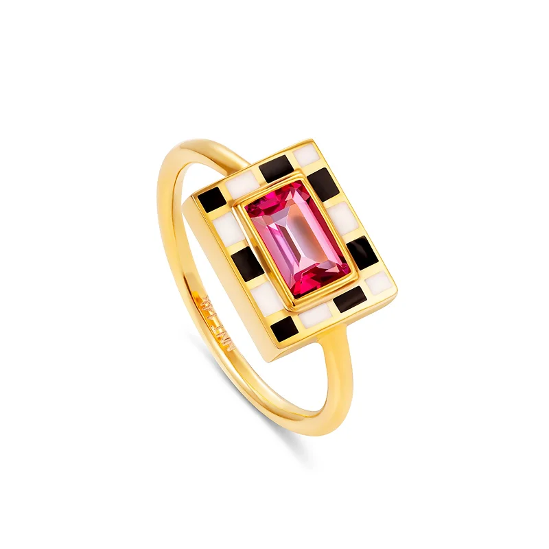 Enamel - Coated Fashion Rings in Bright Colors with Animal - Print PatternsPink Topaz Lets Play Chess Good Move Ring Enamel - Coated Fashion Rings in Bright Colors with Animal - Print PatternsPink Topaz Lets Play Chess Good Move Ring