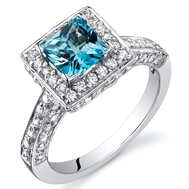 Emerald Gemstone Rings Set in Platinum with Filigree Work for a Vintage - Inspired LookSterling Silver 1 ct Swiss Blue Topaz Halo Ring Emerald Gemstone Rings Set in Platinum with Filigree Work for a Vintage - Inspired LookSterling Silver 1 ct Swiss Blue Topaz Halo Ring