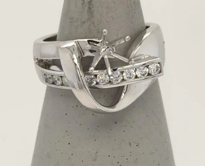 Statement - Making Fashion Rings in Gold - Plated Brass with Oversized Cubic Zirconia Stones14K White Gold Diamond Semi-Mount Statement - Making Fashion Rings in Gold - Plated Brass with Oversized Cubic Zirconia Stones14K White Gold Diamond Semi-Mount