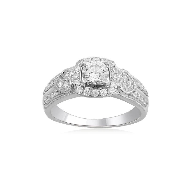 Women's Diamond Rings with Sapphire Accents in Blue for a Colorful and Sophisticated Touch18K WG Engagement Diamond Ring-1pc Women's Diamond Rings with Sapphire Accents in Blue for a Colorful and Sophisticated Touch18K WG Engagement Diamond Ring-1pc