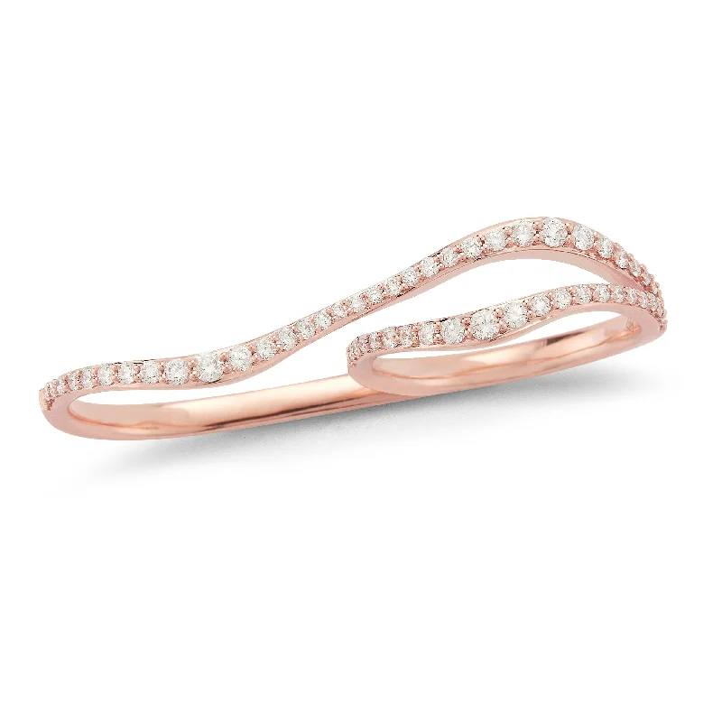 Magnetic Fashion Rings in Stainless Steel with a Modern, Interlocking DesignWavy Double-finger Diamond Ring Magnetic Fashion Rings in Stainless Steel with a Modern, Interlocking DesignWavy Double-finger Diamond Ring