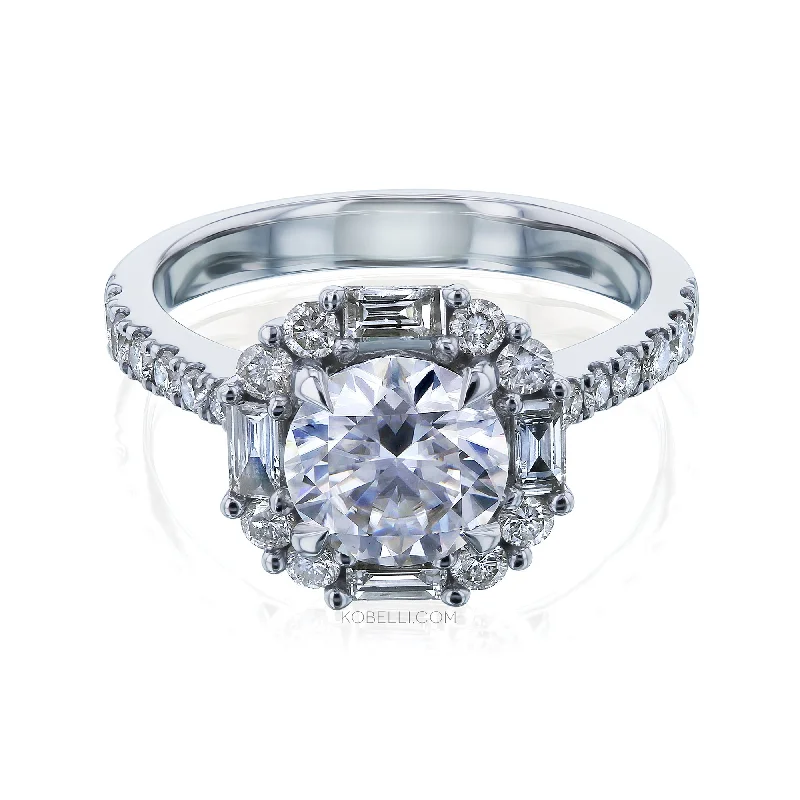 Men's Ruby Engagement Rings in Rose Gold with a Solitaire Design for a Romantic GestureJemma Moissanite & Baguette Diamond Halo Ring Men's Ruby Engagement Rings in Rose Gold with a Solitaire Design for a Romantic GestureJemma Moissanite & Baguette Diamond Halo Ring