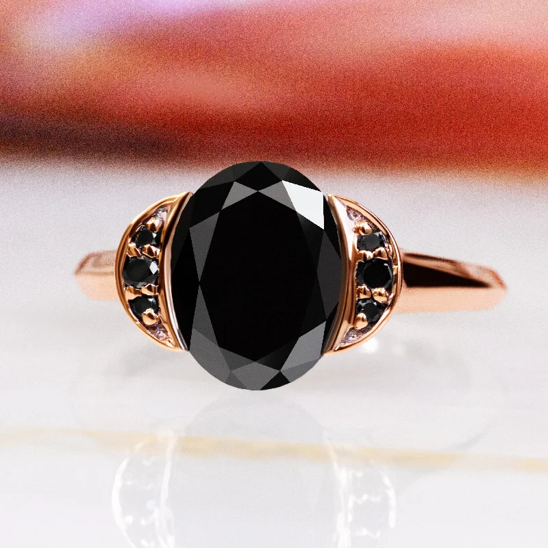 Women's Solitaire Diamond Rings with Round - Cut Diamonds and Platinum Settings for an Elegant EngagementWaxing Gibbous - Crescent Natural Black Diamond Oval Engagement Ring Women's Solitaire Diamond Rings with Round - Cut Diamonds and Platinum Settings for an Elegant EngagementWaxing Gibbous - Crescent Natural Black Diamond Oval Engagement Ring