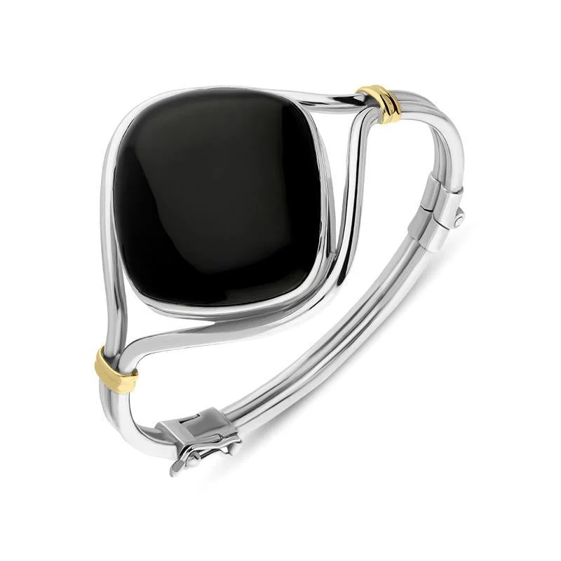 Resin Bangles with Embedded Dried Flowers Sterling Silver 18ct Yellow Gold Whitby Jet Square Hinged Bangle Resin Bangles with Embedded Dried Flowers Sterling Silver 18ct Yellow Gold Whitby Jet Square Hinged Bangle