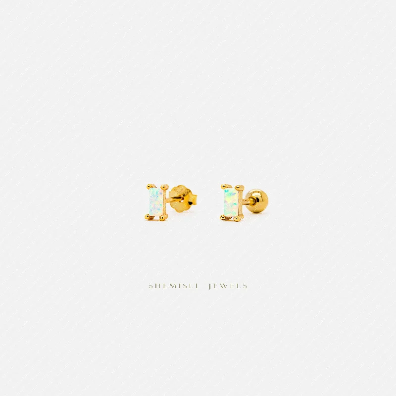 Rose Gold - Tone Geometric - Patterned Stud Earrings for a Modern and Trendy LookTiny Opal Baguette Stud Earrings, Unisex, Gold, Silver SHEMISLI SS008 Butterfly End, SS459 Screw Ball End (Type A) Rose Gold - Tone Geometric - Patterned Stud Earrings for a Modern and Trendy LookTiny Opal Baguette Stud Earrings, Unisex, Gold, Silver SHEMISLI SS008 Butterfly End, SS459 Screw Ball End (Type A)